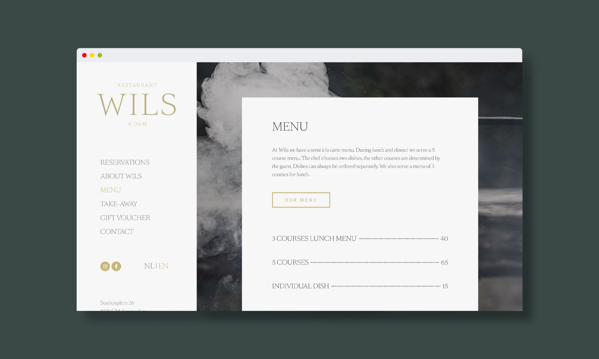 Wils Amsterdam Restaurant online identity